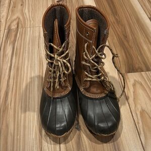 Brown and Black Duck Boots